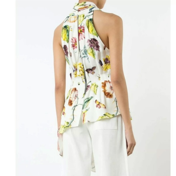 Adam Lippes Crepe Top Floral Print Asymmetrical - Picture 5 of 10